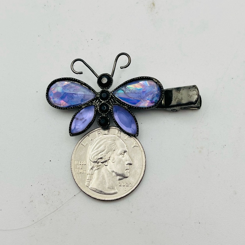 Petite AVON Purple and Iridescent Butterfly Hair Clip Cute Collectible - Picture 11 of 14
